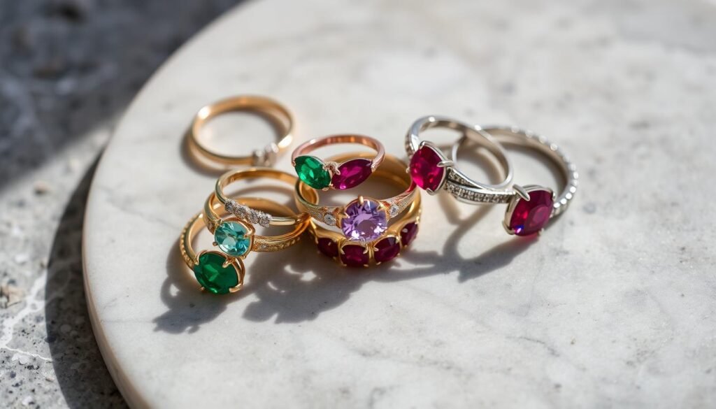 Gemstone ring stacking